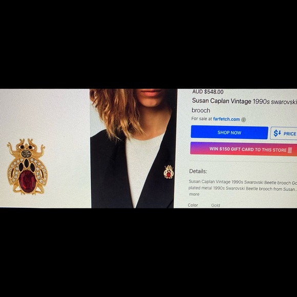 Susan Caplan Vintage Beetle Brooch Rare - Picture 2 of 5